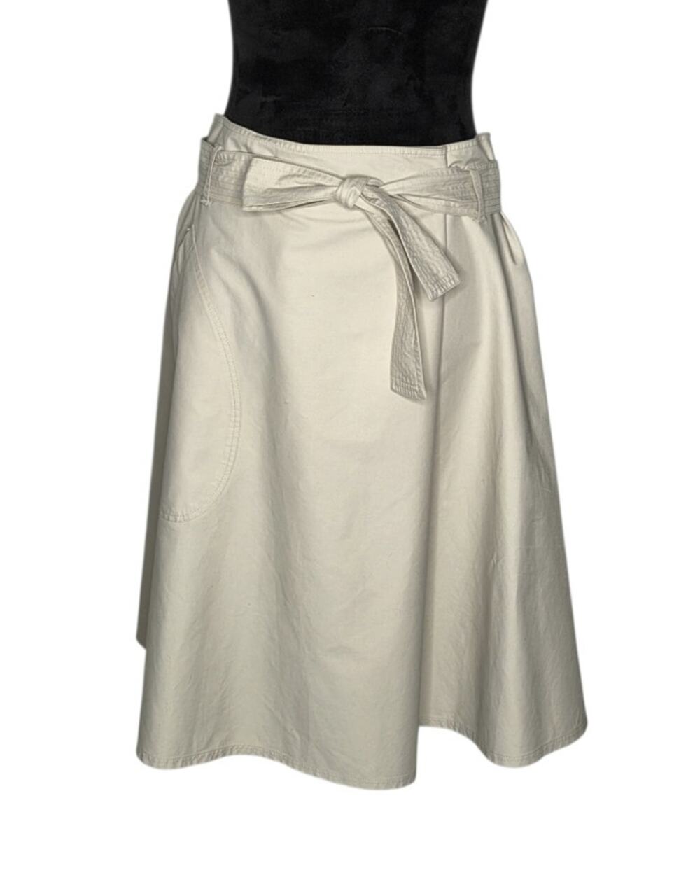 Weekend Max Mara Cotton A-Line Skirt Belted Minimalist Quiet Luxury Italy Size 6